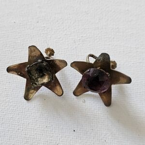 Vintage Star Screw Back Earrings